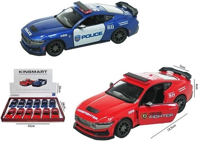 Automodel Ford Mustang 2024 Dark Horse – politie- of brandweerversie, pull-back