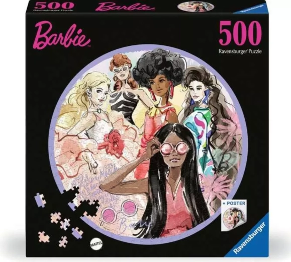 Ravensburger ronde puzzel Barbie: mode-iconen 500 stukjes