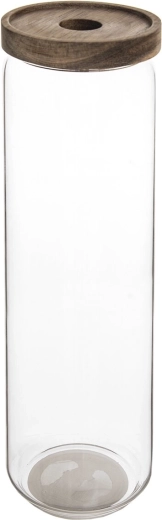 Glazen voorraadpot 1,5 l van borosilicaatglas met acaciahouten deksel