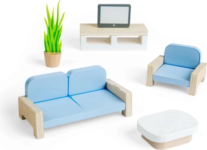 Bigjigs Toys houten meubelset voor poppenhuis – woonkamer