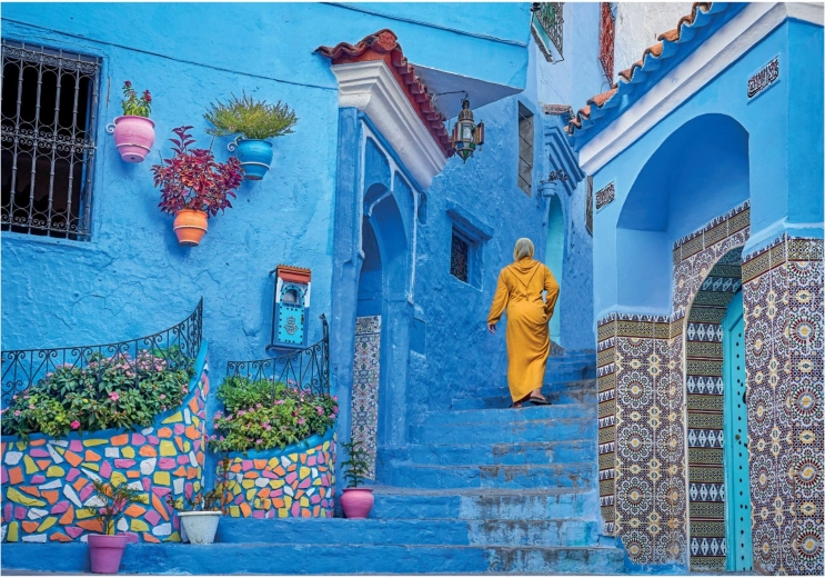 Puzzel Blauwe steeg in Chefchaouen 500 stukjes CLEMENTONI