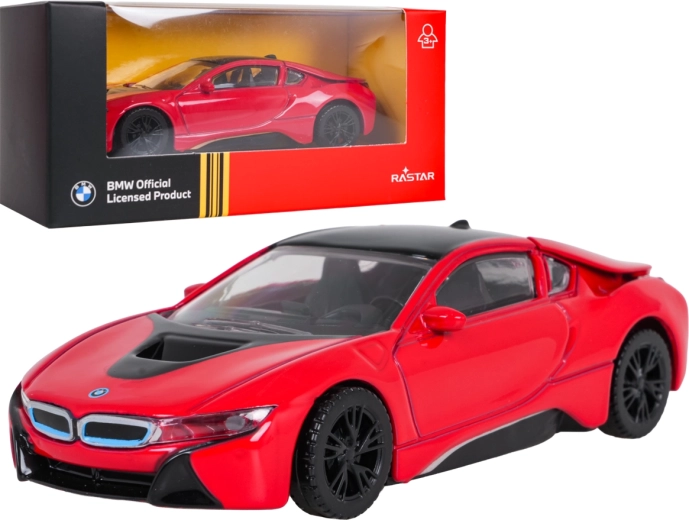 Metalen modelauto BMW i8 RASTAR op schaal 1:43, rood