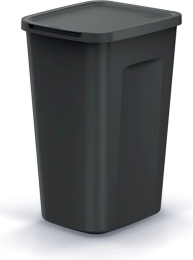 Afvalbak Compacta Q Flap Plus 50 l met stay-open deksel – gerecycled plastic, zwart