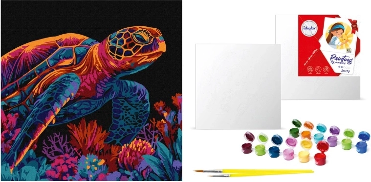 Schilderen op nummer mysterieuze schildpad 30 × 30 cm