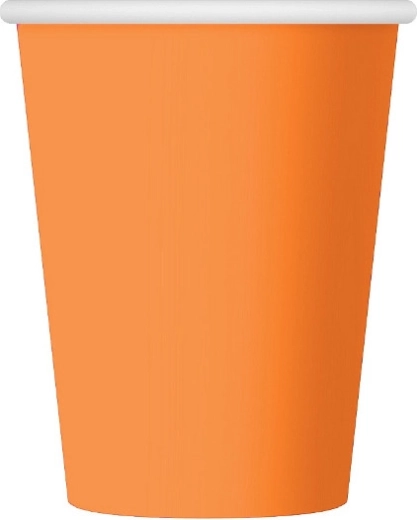 Oranje papieren bekers 6 stuks