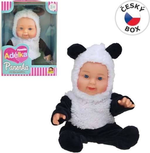 Pop met dierenpakje panda 22,5 cm