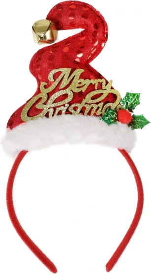 Kerst haarband met mutsje en belletje Merry Christmas