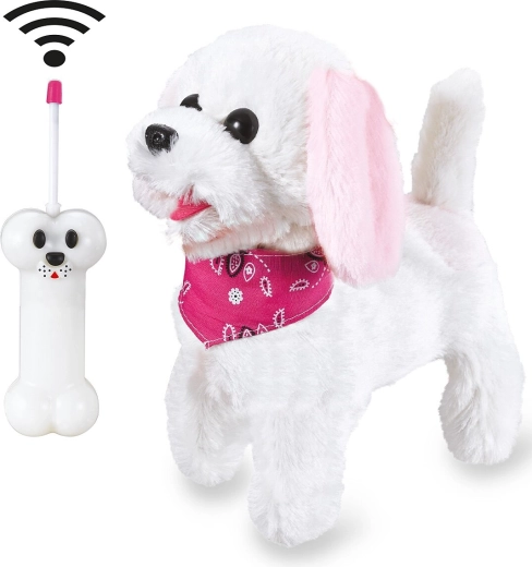 Jamara rc pluchen hondje furry dog wit/roze 27 mhz