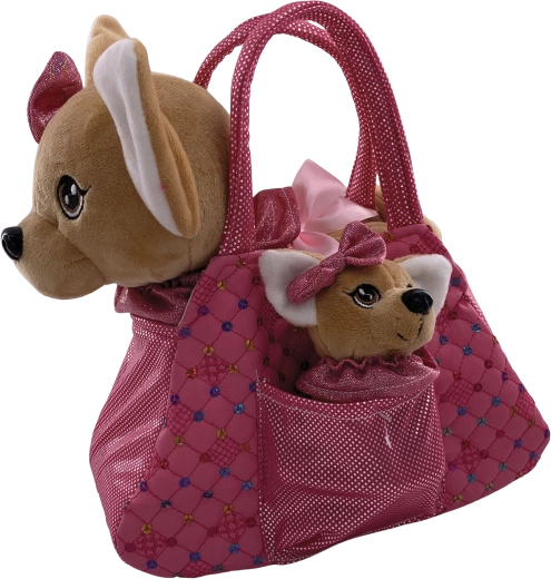 Pluche tas met chihuahua en puppy