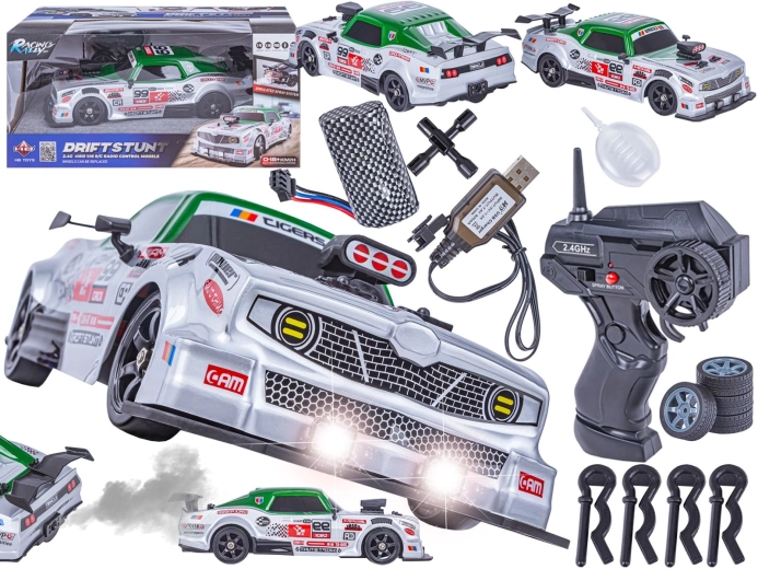 RC drift auto Dodge 1:16 4WD 2,4 GHz met stoom en LED-lichten - 1 stuk
