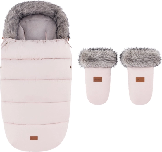 PETITE&MARS wintervoetenzak Comfy 4v1 met handschoenen voor kinderwagen Fjora Rose Petal
