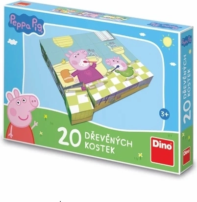 Houten blokken met afbeeldingen Peppa Pig Vrolijke dag