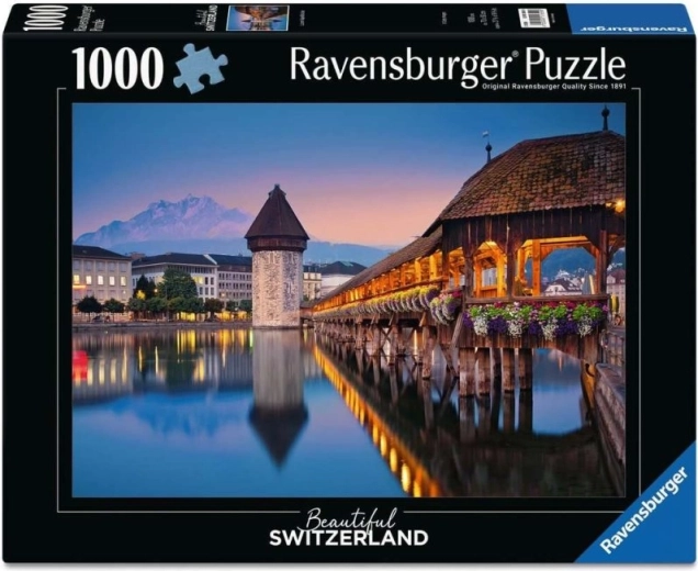 Ravensburger puzzel Beautiful Switzerland: Kapelbrug, Luzern - 1000 stukjes