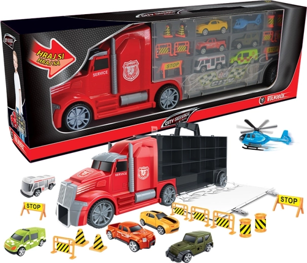 City Service trekker met auto’s en helikopter 55 cm