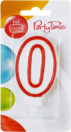 Verjaardagskaars cijfer 0 rood