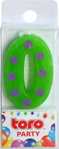 Verjaardagstaartkaars cijfer 0 TORO prikker 4,5 cm