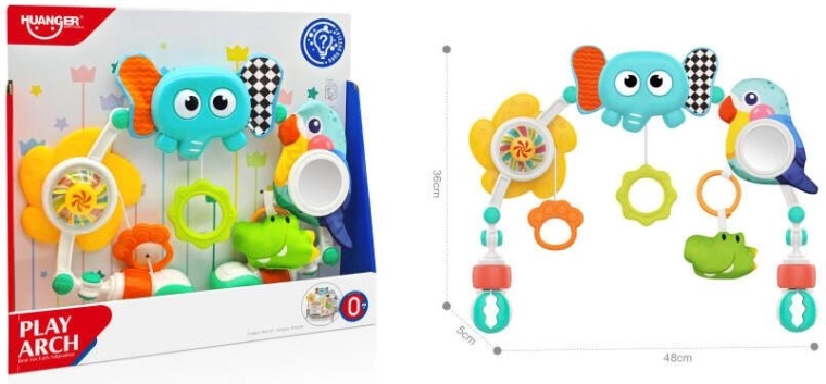 Speelboog in boogvorm voor kinderwagen en wiegje – olifantje
