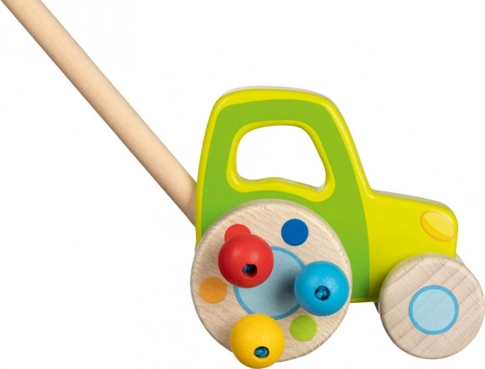 Houten tractor op stok voor kinderen GOKI