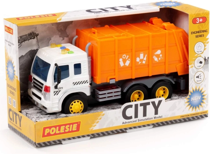 City vuilniswagen met vliegwielaandrijving, licht en geluid