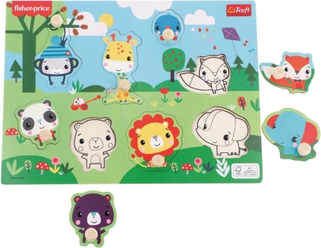 Houten inlegpuzzel Fisher-Price wilde dieren