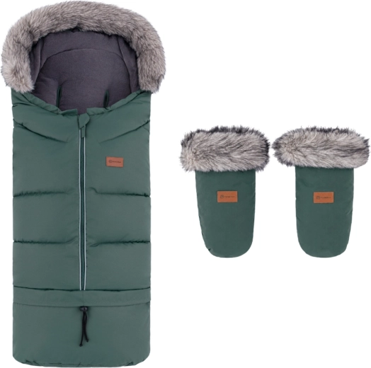 Petite&Mars winter voetenzak Arctic 4v1 met handschoenen voor kinderwagen Fjora khaki
