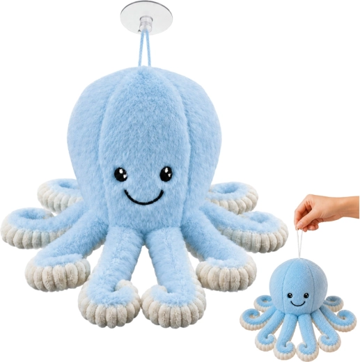 Pluchen octopus met zuignap blauw 16 cm - 1 stuk