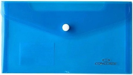 Documentenmappen met drukknoop DL CONCORDE, transparant blauw