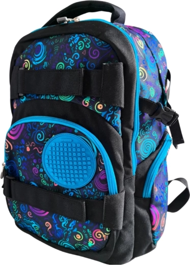Pixie Crew studentenrugzak blauw Spiral magic met 100 pixels