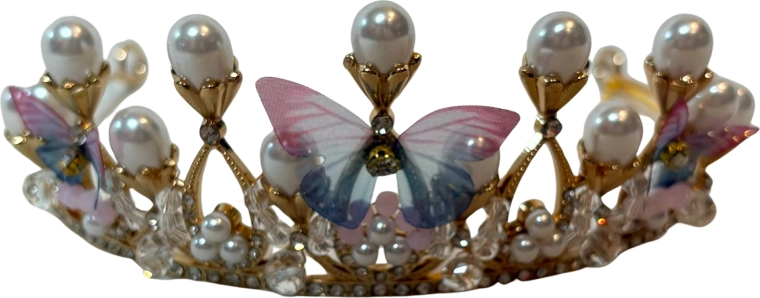 Roze haarband Butterfly Crown voor meisjes