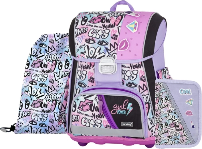 Schoolsset PREMIUM Funny Girl – boekentas, etui en gymzak