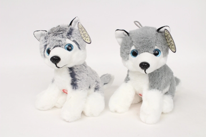 Pluchen huskyhond met geluid 20 cm - 1 stuk