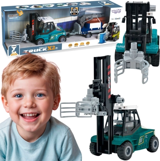 WOOPIE vorkheftruck met aanhanger en kraan, met licht en geluid