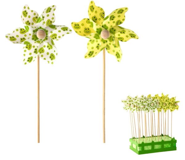 Windmolentje met kikkertjes 9 × 27,5 cm – wit/geel