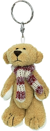 Pluchen sleutelhanger teddybeer donkerbruin 11 cm