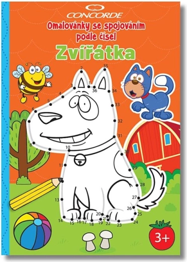 Kleurboeken met nummers verbinden CONCORDE – diertjes