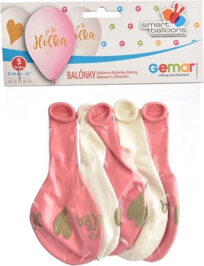Latexballonnen “Het is een meisje” roze-wit 5 stuks