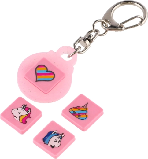 Sleutelhanger Pixie Crew Glitternox roze met 4 multipixels