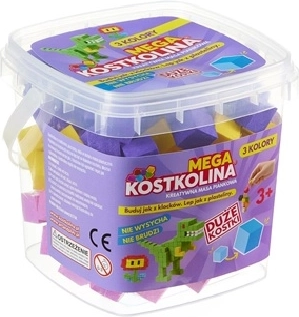 Mega kostkolina paarse modelleerklei met 3 kleuren in een emmer