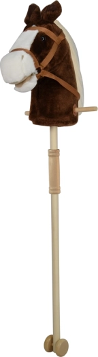 Bruin hobbelpaard op stok met geluiden en wieltjes 95 cm