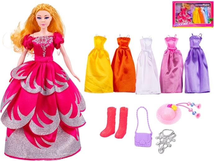 Modieuze pop 29 cm met jurken en accessoires