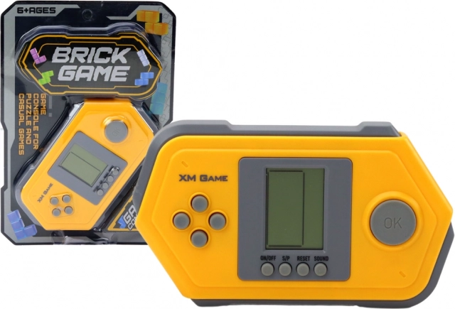 elektronische draagbare Tetris Brick Game-console – grijs‑geel