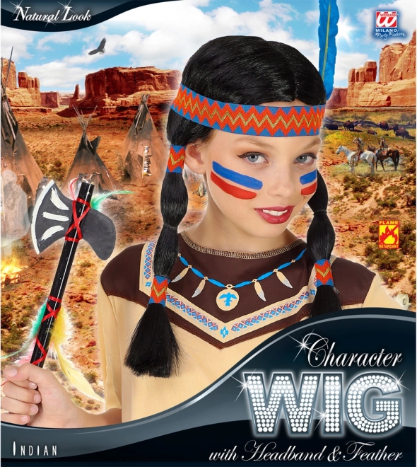 Pruik met hoofdband Indiaans meisje