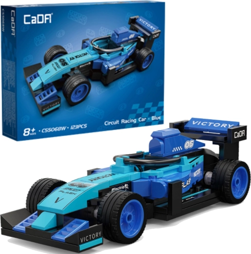 CaDA bouwset raceauto Circuit Racing Car Blue 123 onderdelen