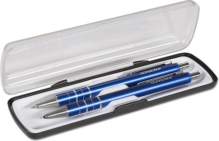 Cadeauset van balpen en vulpotlood CONCORDE Ring – blauw