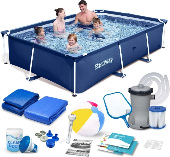 Tuinframezwembad 259 × 170 × 61 cm set 15-in-1 BESTWAY