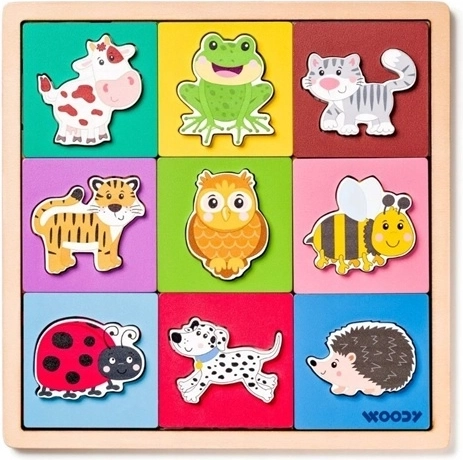 Woody houten meerlaagse puzzel met dieren