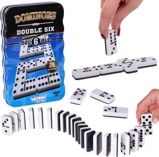 Woopie klassiek domino – 28 stenen in metalen doos