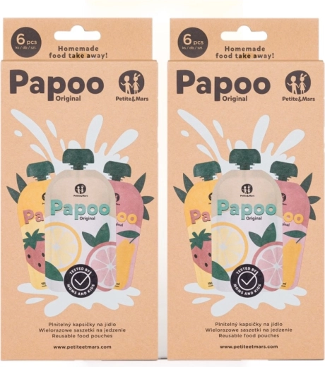 Petite&Mars vulbare voedselzakjes Papoo Original 1+1 gratis (12 stuks)