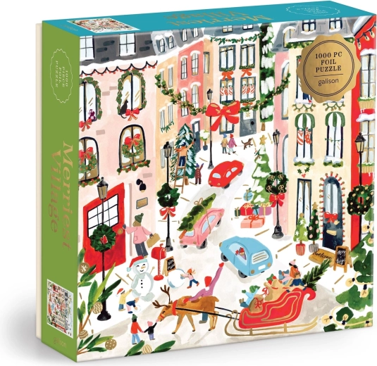 Galison metallic puzzel Vrolijk Kerstfeest, 1000 stukjes