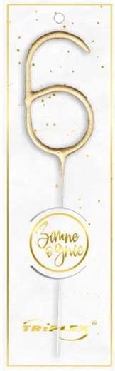 Sterretje cijfer 6, goud 16,5 cm